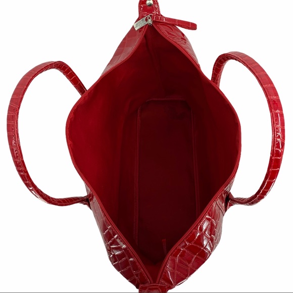 Large Red Faux Patent Leather Tote - Picture 13 of 15